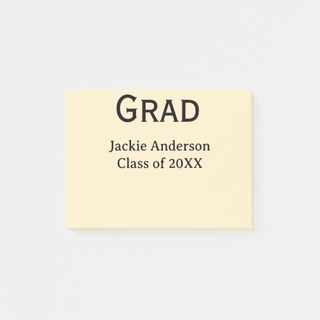Grad bold letter name class of 20XX yellow pastel  Post-it Notes (Front)