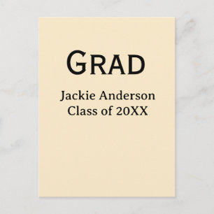Grad bold letter name class of 20XX yellow pastel Postcard