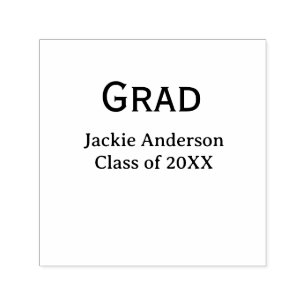 Grad bold letter name class of 20XX yellow pastel Self-inking Stamp