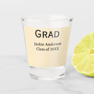 Grad bold letter name class of 20XX yellow pastel Shot Glass