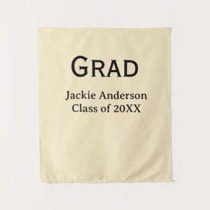 Grad bold letter name class of 20XX yellow pastel Tapestry