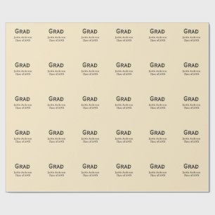 Grad bold letter name class of 20XX yellow pastel  Wrapping Paper
