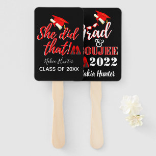 Grad & Boujee  She Did That  Red & Black Hand Fan