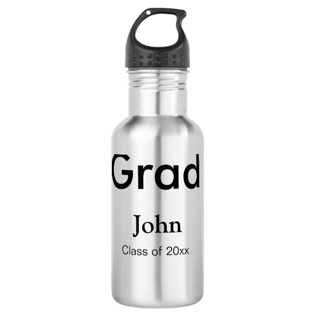 grad boy add name congrats date year text 532 ml water bottle (Front)