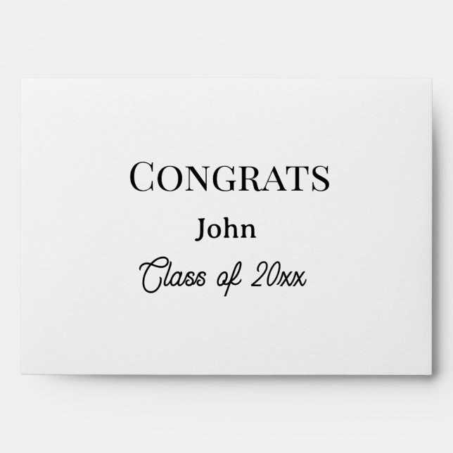grad boy add name congrats date year text envelope (Front)