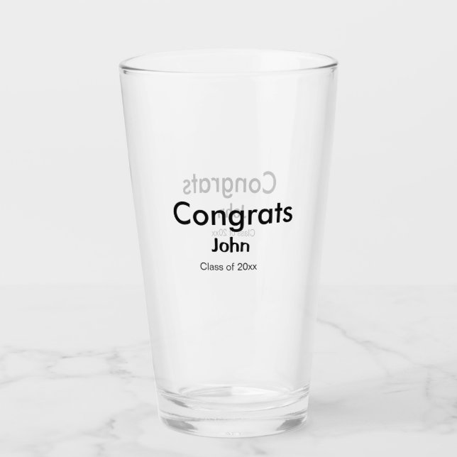 grad boy add name congrats date year text glass (Front)