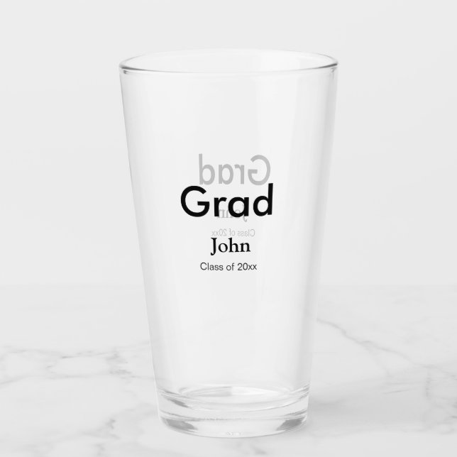 grad boy add name congrats date year text glass (Front)