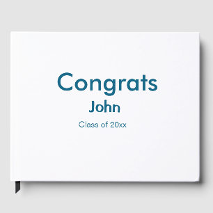 grad boy add name congrats date year text guest book