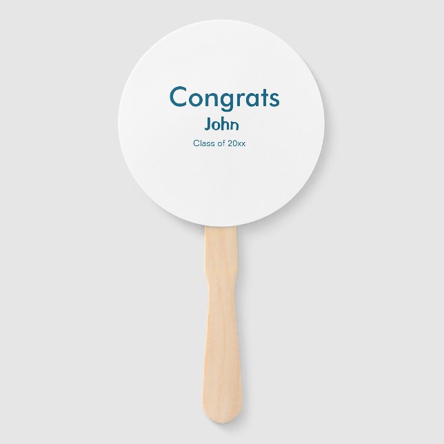 grad boy add name congrats date year text hand fan (Front)