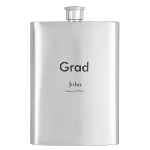 grad boy add name congrats date year text hip flask