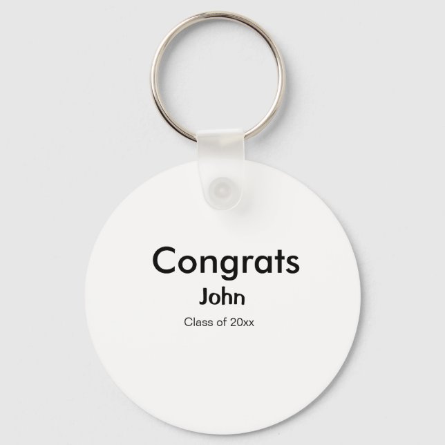 grad boy add name congrats date year text key ring (Front)
