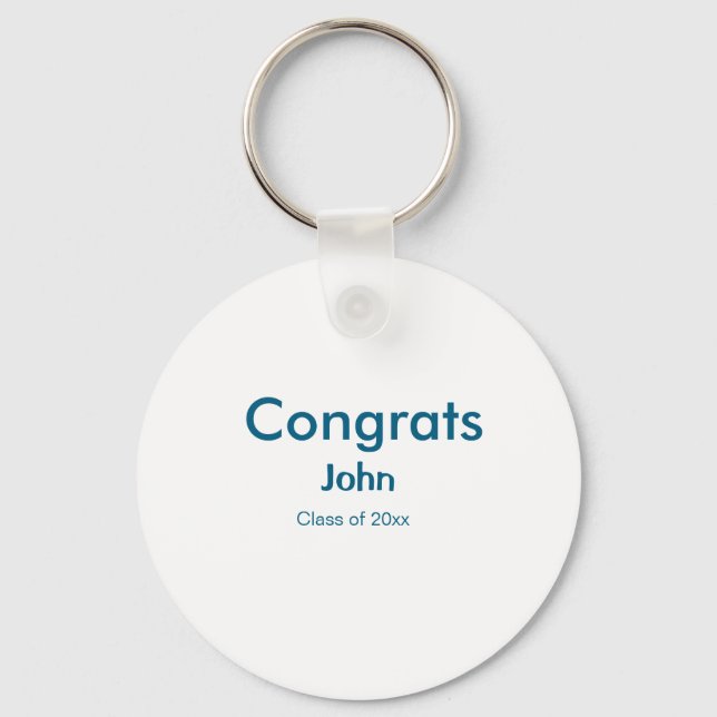 grad boy add name congrats date year text key ring (Front)