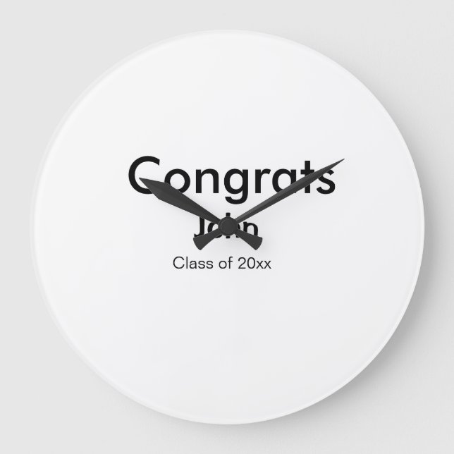 grad boy add name congrats date year text large clock (Front)