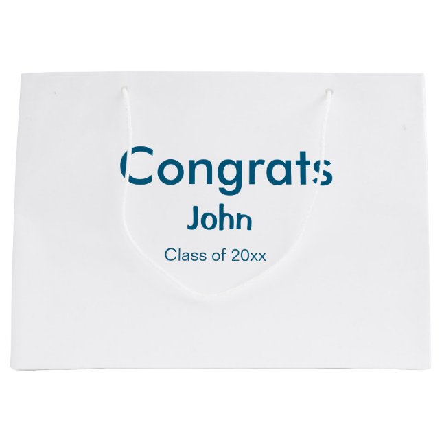 grad boy add name congrats date year text large gift bag (Front)