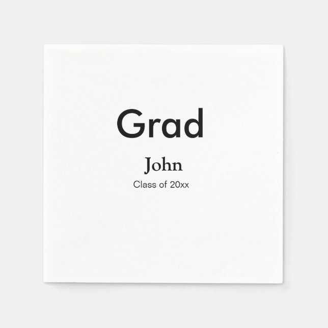 grad boy add name congrats date year text napkin (Front)