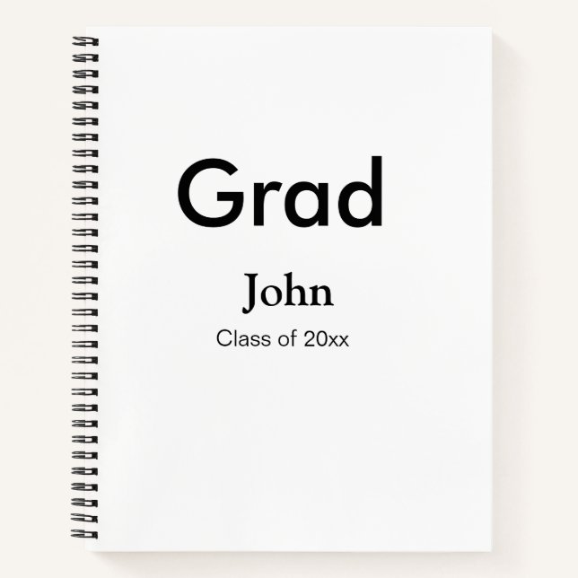 grad boy add name congrats date year text notebook (Front)