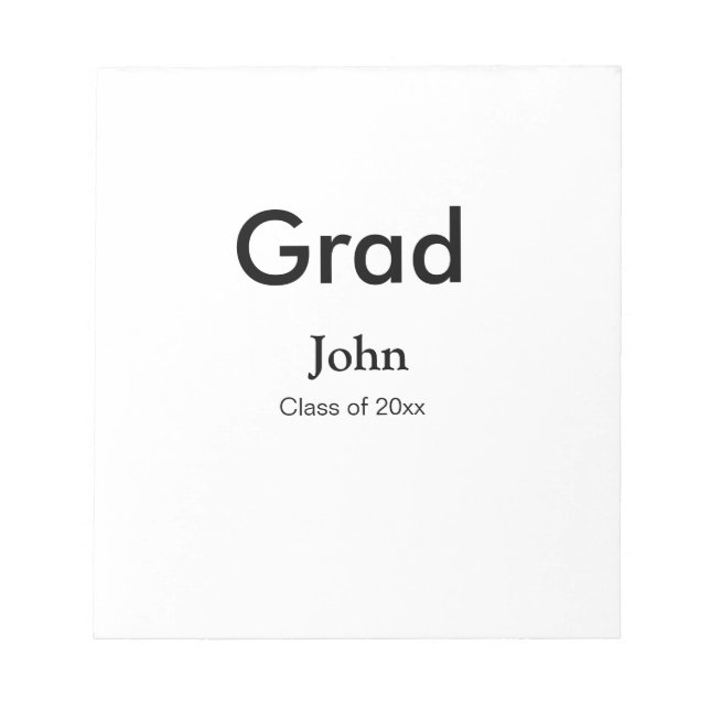 grad boy add name congrats date year text notepad (Front)