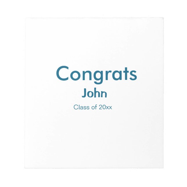 grad boy add name congrats date year text notepad (Front)
