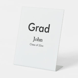 grad boy add name congrats date year text pedestal sign