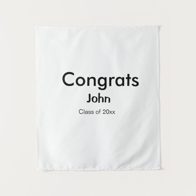 grad boy add name congrats date year text tapestry (Front)