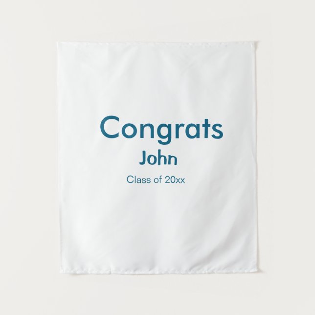 grad boy add name congrats date year text tapestry (Front)