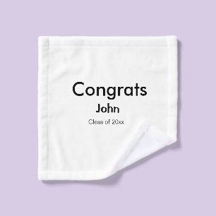 grad boy add name congrats date year text wash cloth