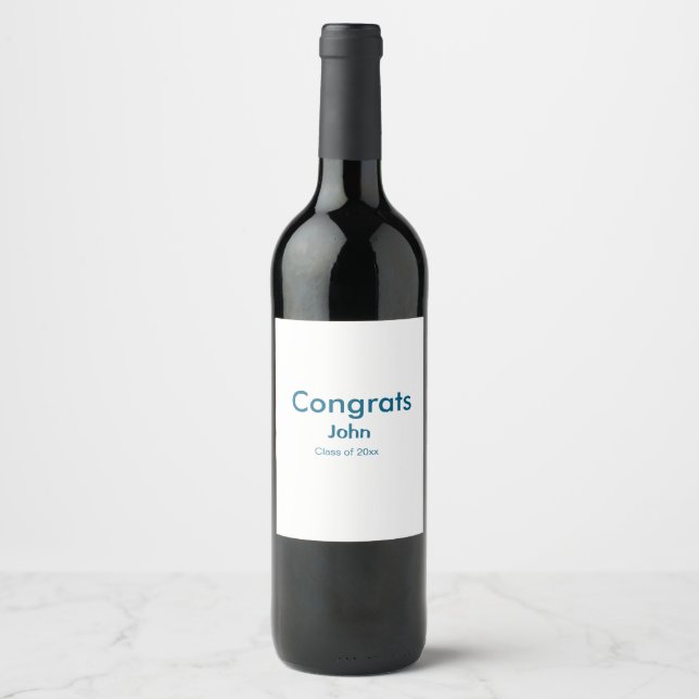 grad boy add name congrats date year text wine label (Front)