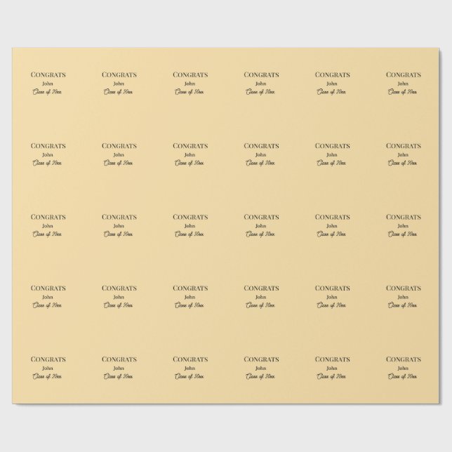 grad boy add name congrats date year text wrapping paper (Flat)