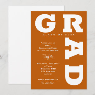 GRAD Burnt Orange Graduation Invitation
