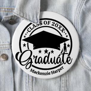 Grad Button Pin -Custom Name Personalised Graduate