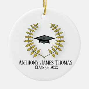 Grad cap and leaves photo Ornament