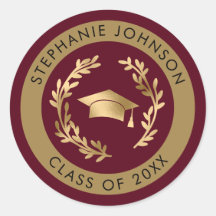 Grad Cap and Wreath Maroon Gold Class of 20XX