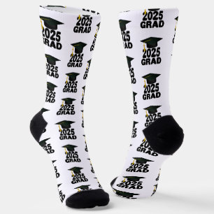 Grad Cap Bold Class of 2025 Graduation Socks