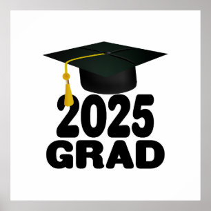 Grad Cap Bold Class of 2025 Poster