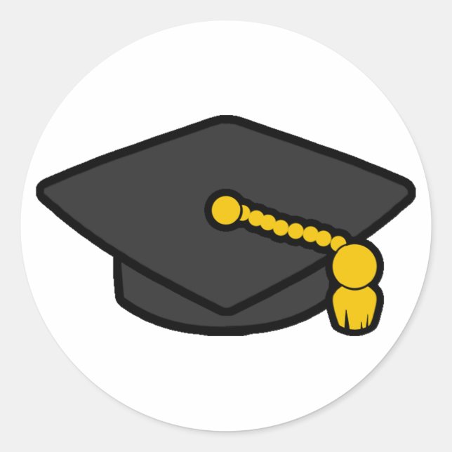 Grad Cap Classic Round Sticker (Front)