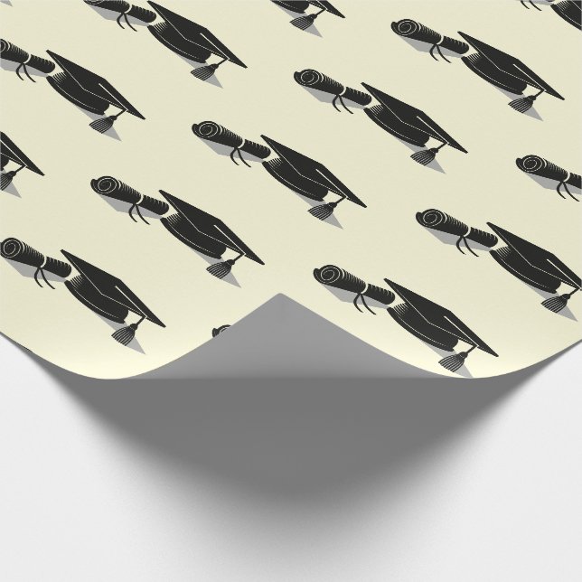 Grad Cap Diploma Graduation Wrapping Paper (Corner)