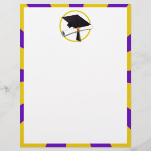 Grad Cap & Diploma - Purple and Gold School Colour Flyer