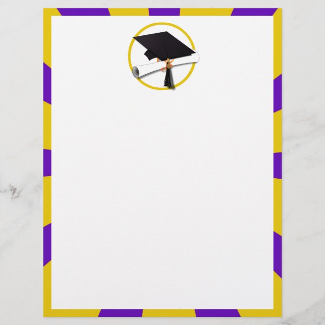 Grad Cap & Diploma - Purple and Gold School Colour Flyer (Front)