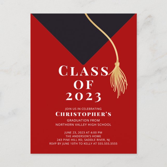 Grad Cap Graduation Party Invitation (Front)