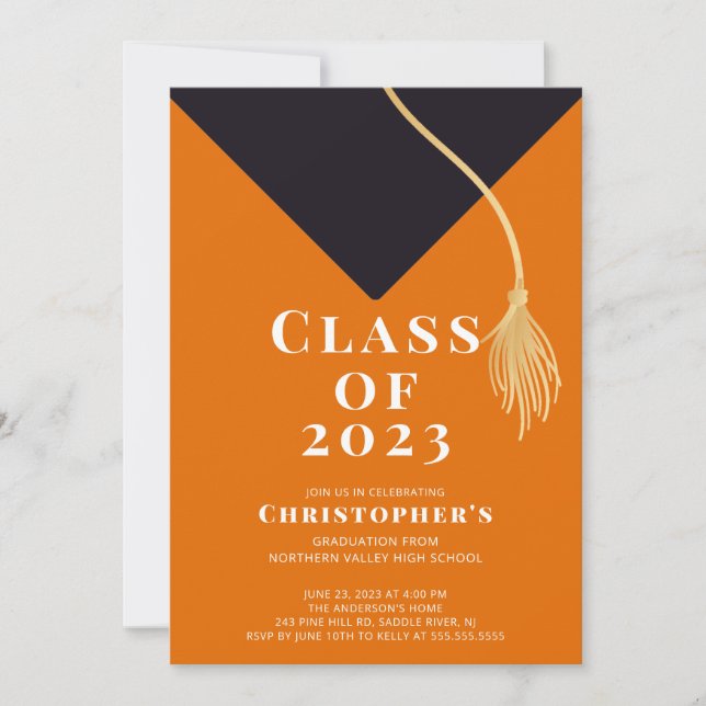 Grad Cap Graduation Party Invitation (Front)