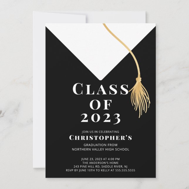 Grad Cap Graduation Party Invitation (Front)