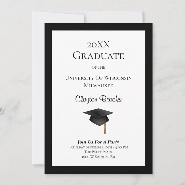 Grad Cap Graduation Party Invitation (Front)