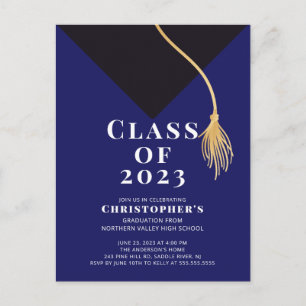Grad Cap Graduation Party Invitation Postcard