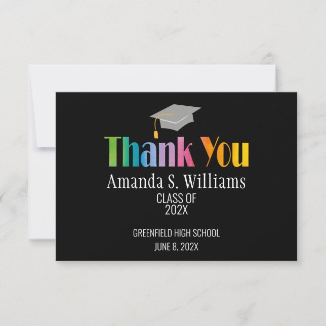 Grad Cap Graduation Thank You Card (Front)