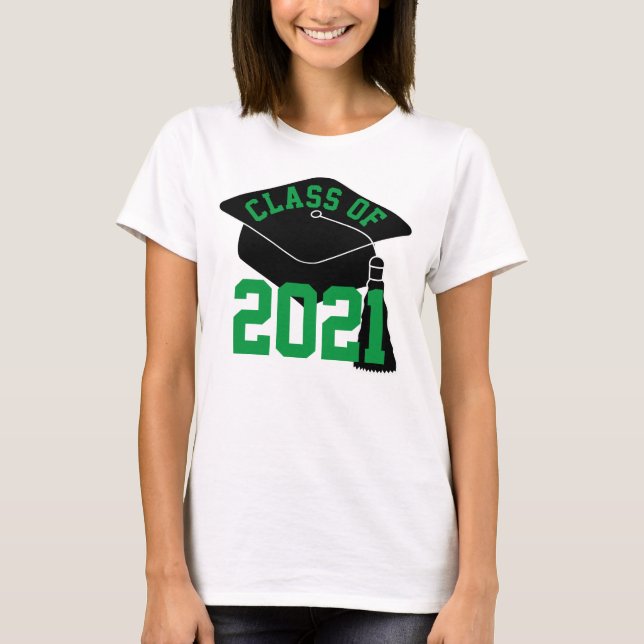 Grad Cap Green Class of 2024 T-Shirt (Front)