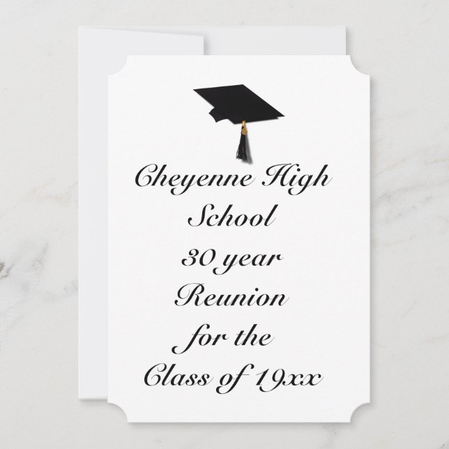 Grad Cap - High School Class Reunion Invitation (Front)