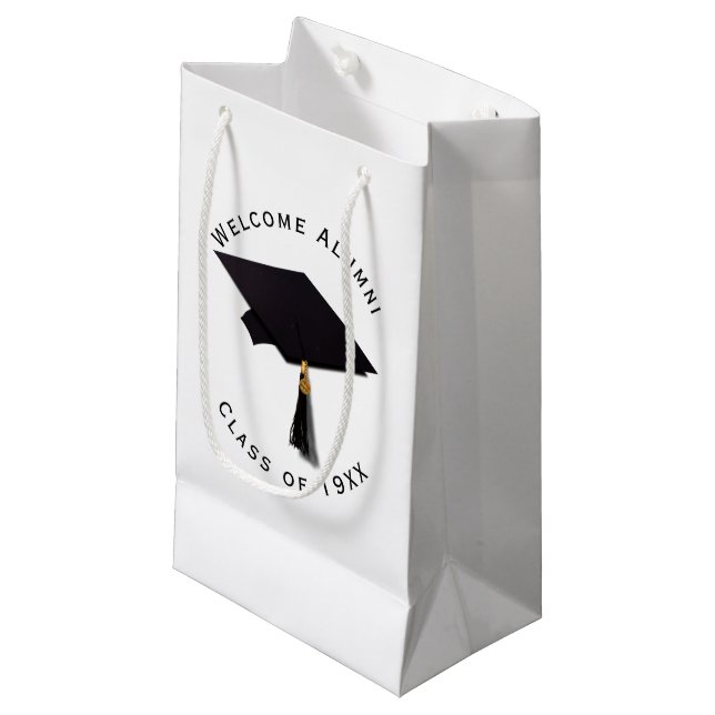 Grad Cap High School Class Reunion Small Gift Bag (Front Angled)