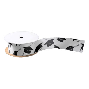 Grad Cap Pattern Graduation Satin Ribbon