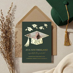 Grad Cap Tassel Photo Graduation Foil Announcement