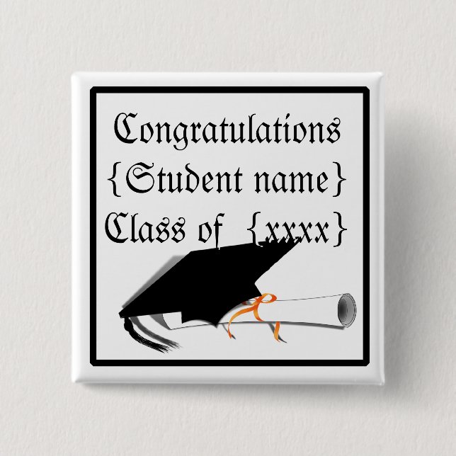 Grad Cap Tilt w/ School Colours 15 Cm Square Badge (Front)